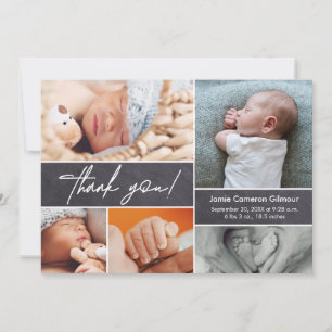 Chalkboard Modern Custom Photo Hand-lettered Bedankkaart