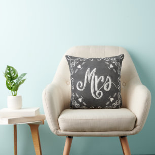 Chalkboard  Modern mevrouw Brides Pillow Kussen
