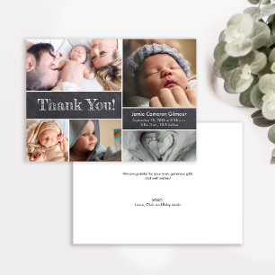 Chalkboard Modern Photos Baby shower Hartelijk dan Bedankkaart