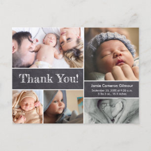 Chalkboard Modern Photos Baby shower Hartelijk dan Briefkaart