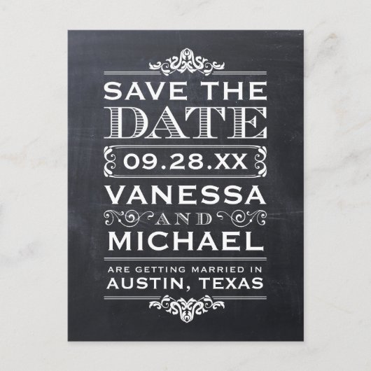 Chalkboard Modern  Sla de datum op Aankondigingskaart (Voorkant)