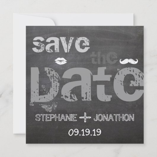 Chalkboard  Modern sparen de Datum Save The Date (Achterkant)