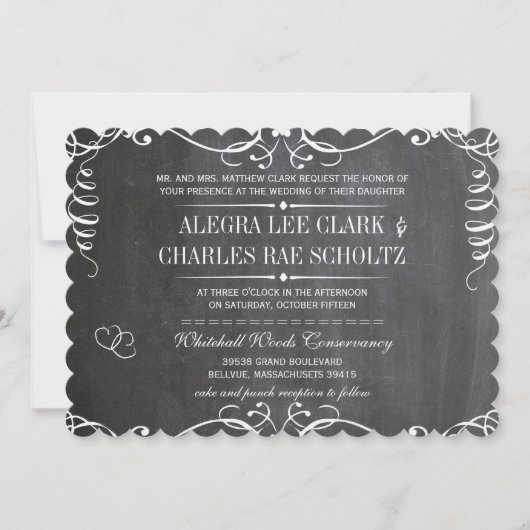 Chalkboard Modern  Typografie Invite Kaart (Voorkant)