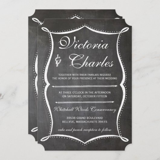 Chalkboard Modern Typografie Invite Kaart (Voorkant / Achterkant)