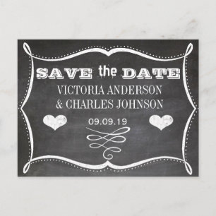 Chalkboard Modern  Typografie Save the Date Aankondigingskaart