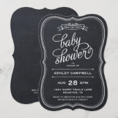 Chalkboard Modern Typography Baby shower Kaart (Voorkant / Achterkant)