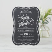 Chalkboard Modern Typography Baby shower Kaart (Staand voorkant)