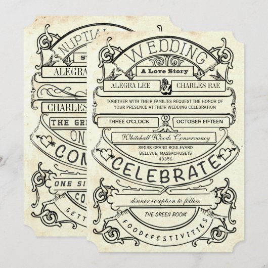 Chalkboard Modern Typography Wedding Kaart (Voorkant / Achterkant)