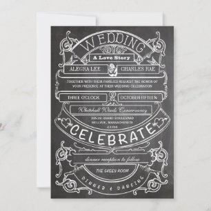 Chalkboard  Modern Typography Wedding Kaart