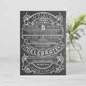 Chalkboard  Modern Typography Wedding Kaart (Staand voorkant)