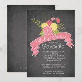 Chalkboard moderne Floral Baby Shower Invitations (Devant / Derrière)
