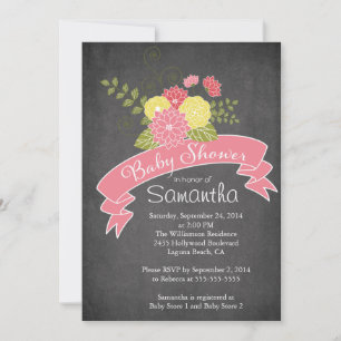 Chalkboard moderne Floral Baby Shower Invitations