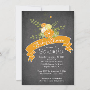 Chalkboard moderne Floral Baby Shower Invitations