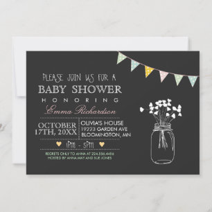 Chalkboard moderne Invitation Baby shower jaune