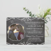 Chalkboard Moderne Typographie Vintage Invitation (Debout devant)