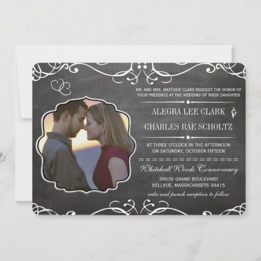 Chalkboard Moderne Typographie Vintage Invitation (Devant)