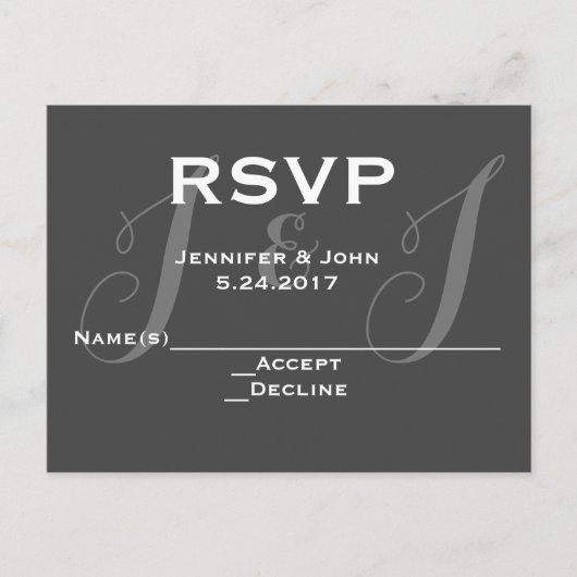 Chalkboard monogram RSVP kaarten (Voorkant)
