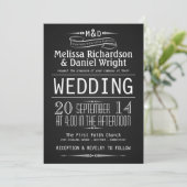 Chalkboard Monogram Typografie Wedding Invitations Kaart (Staand voorkant)