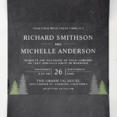 Chalkboard Mountain Forest String Lights Wedding Drieluik Uitnodiging (Binnenkant midden)