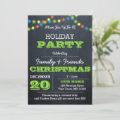 Chalkboard Multi Lights Groene Vakantie Uitnodigin Kaart (Staand voorkant)