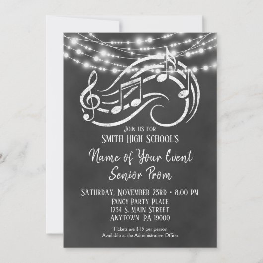Chalkboard Music Senior Prom Invitation (Devant)