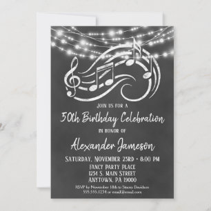 Chalkboard Musique Anniversaire Fête Invitation Ad