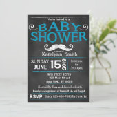 Chalkboard Mustache Baby shower Invitation Kaart (Staand voorkant)