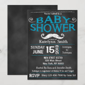 Chalkboard Mustache Baby shower Invitation Kaart (Voorkant / Achterkant)