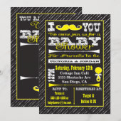 Chalkboard Mustache Baby shower Party Uitnodiginge Kaart (Voorkant / Achterkant)