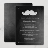 Chalkboard Mustache Boy Baby shower Kaart (Voorkant / Achterkant)