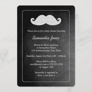 Chalkboard Mustache Boy Baby shower Kaart