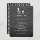 Chalkboard Mustache en Lips  Chic Wedding Informatiekaartje (Voorkant / Achterkant)