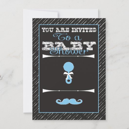 Chalkboard Mustache garçon bébé douche Invitations (Dos)