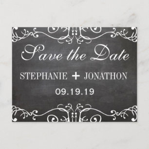 Chalkboard Mustache Lips  Opslaan Datum Aankondigingskaart