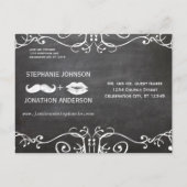 Chalkboard Mustache Lips  Opslaan Datum Aankondigingskaart (Achterkant)
