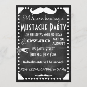 Chalkboard Mustache Party Kaart