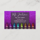 Chalkboard Naam leraar Rainbow Glitter Crayons Visitekaartje (Achterkant)