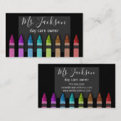 Chalkboard Naam leraar Rainbow Glitter Crayons Visitekaartje (Voorkant / Achterkant)