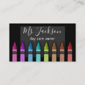 Chalkboard Naam leraar Rainbow Glitter Crayons Visitekaartje (Voorkant)
