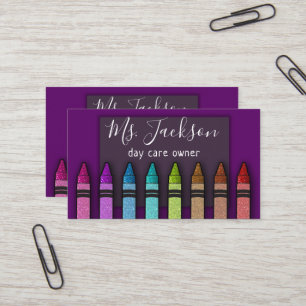 Chalkboard Naam leraar Rainbow Glitter Crayons Visitekaartje