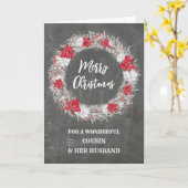 Chalkboard neef en haar man vrolijk kerstfeest kaart (Gele Bloem)