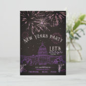 Chalkboard New Year's Party Invitation | Purple  (Debout devant)