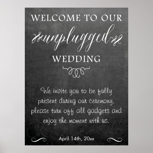Chalkboard niet-plugged bruiloft poster (Voorkant)