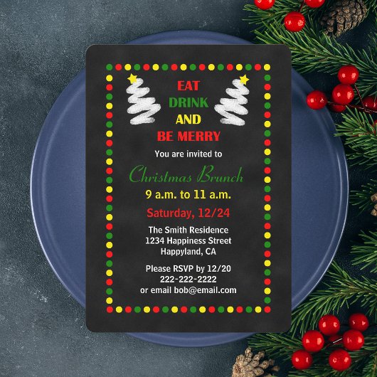 Chalkboard Noël Brunch Invitations