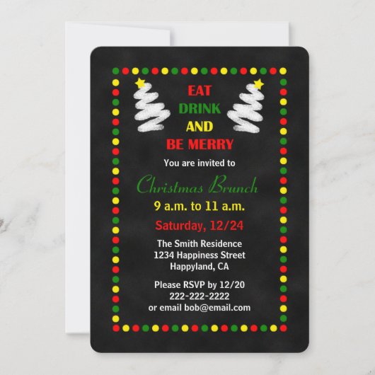 Chalkboard Noël Brunch Invitations (Devant)