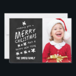 CHALKBOARD NOËL CARTE PHOTO DE VACANCES<br><div class="desc">CARTE PHOTO DE VACANCES DE NOËL EN CLAVIER. Police de craie amusante utilisée sur un arrière - plan d'effet tableau noir. Je vous souhaite un Joyeux Noël et une Bonne Année. Personnalisez avec votre nom et votre photo de famille. Elke Clarke© pour Monogram Gallery.</div>
