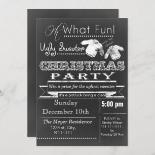 Chalkboard Noël Vilain pull fête Invitation