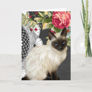 Chalkboard Notecard met geschilderde Siamese kat Kaart