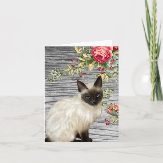 Chalkboard Notecard met geschilderde Siamese kat Kaart (Voorkant)