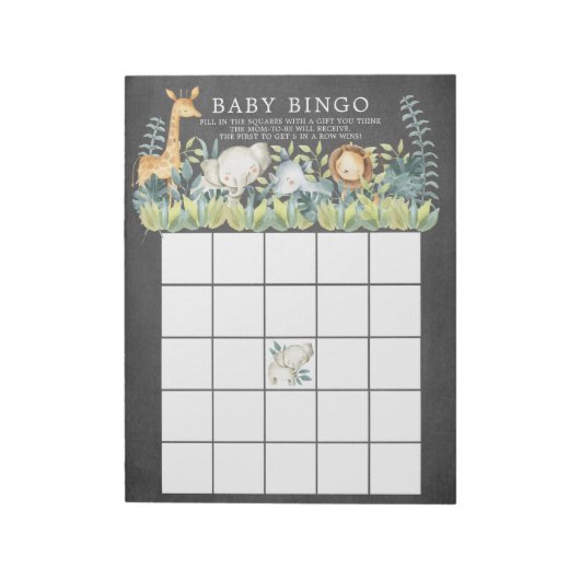 Chalkboard Oerwoud Animals Baby shower Bingo Game Notitieblok (Gedraaid)